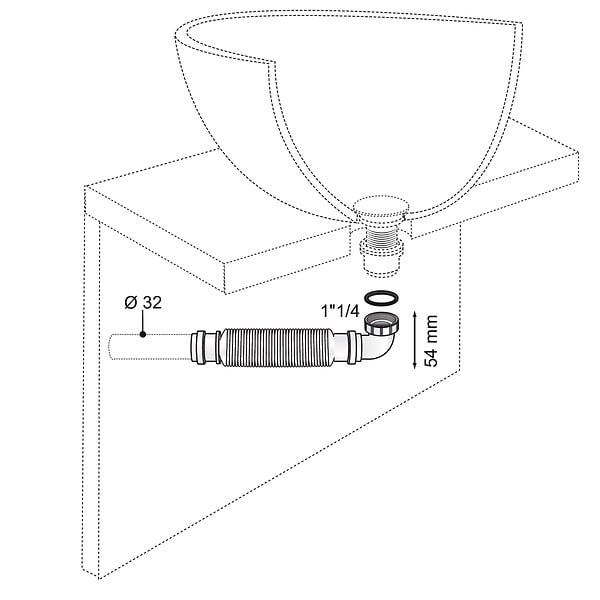 WIRQUIN - Siphon de lavabo extra-plat SENZO D32 - large