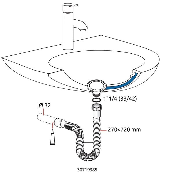 WIRQUIN - Raccord extensible lavabo d32 - large