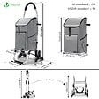 VOUNOT - Chariot de course pliable monte escalier aluminium avec crochets gris - vignette