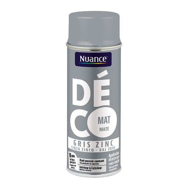 NUANCE - Peinture aerosol - Gris zinc - Mat - 400ml - large