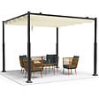 VOUNOT - Pergola retractable 3x3m en metal et toile Polyester haute densite 180g/m2 beige - vignette
