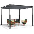 VOUNOT - Pergola retractable 3x3m en metal et toile Polyester haute densite 180g/m2 gris - vignette