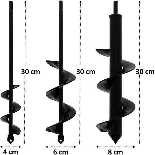 GT MARKET - Lot de 3 forêts tarières Ø 4, 6 et 8 cm pour perceuse et visseuse - Longueur 30 cm - large