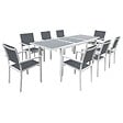 HAPPY GARDEN - Salon de jardin FIRENZE extensible en textilène gris 8 places - aluminium blanc - vignette