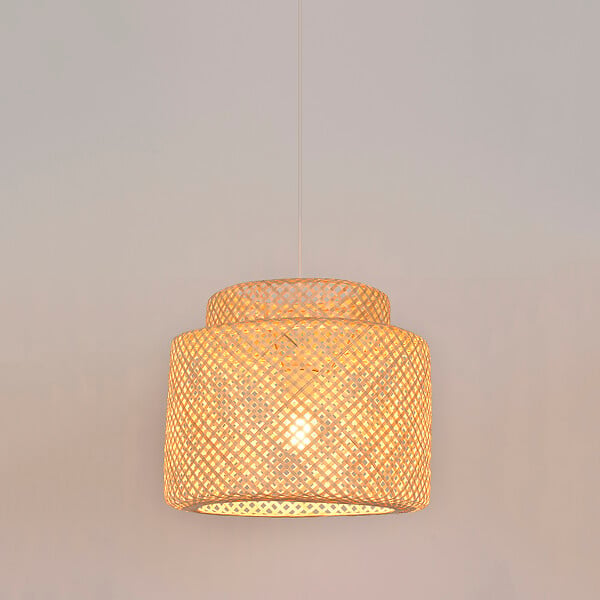 COREP - Suspension double bambou tressé Makassar Naturel E27 - large
