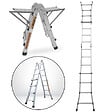 SECURY-T - Échelle articulée pliante et télescopique en aluminium 4x3 marches 2,81m + 2 tablettes - vignette