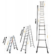 SECURY-T - Échelle articulée pliante et télescopique en aluminium 4x5 marches 4,96m + 2 tablettes - vignette