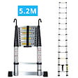 SECURY-T - Echelle télescopique aluminium 13 marches H 5,2M avec crochets démontables et barre stabilisatrice - vignette