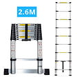 SECURY-T - Echelle télescopique aluminium 9 marches H 2,6M avec barre stabilisatrice - vignette