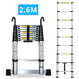 SECURY-T - Echelle télescopique aluminium 9 marches H 2,6M avec crochets démontables et barre stabilisatrice - vignette