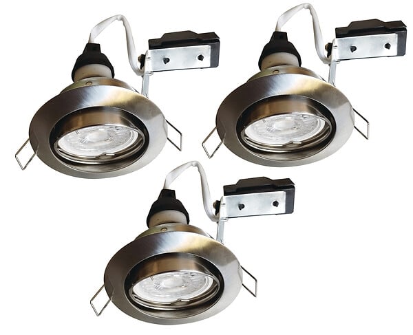 EASYLIGHT - 3 spots orientables encastrables - Aluminium brossé - 3000 K - large