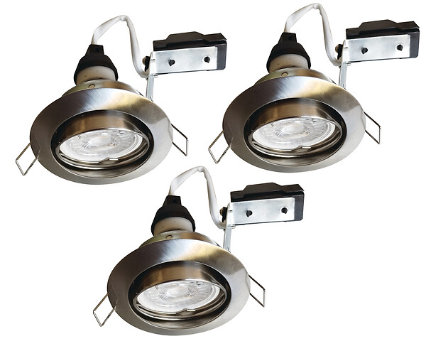 EASYLIGHT - 3 spots orientables alu brossé - Blanc - LED GU10 4,5W - large