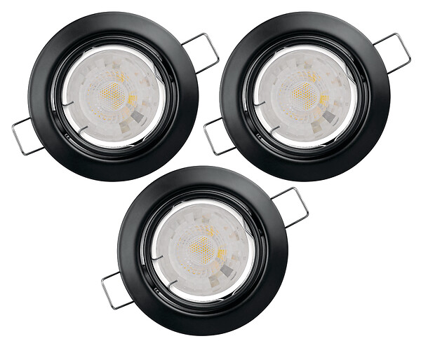 EASYLIGHT - Lot 3 spots orientables métal noir - GU10 LED 345lm 4000K - large