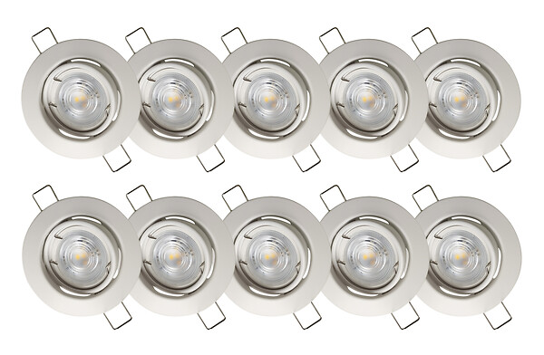 EASYLIGHT - Lot de 10 spots orientables métal blanc GU10 LED 230lm 3000K - large