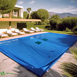VOUNOT - Bache piscine rectangulaire double couche en Polyethylene 160 gr/m2 avec filet ecoulement 4x8m Bleue - vignette