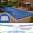 VOUNOT - Bache piscine rectangulaire double couche en Polyethylene 160 gr/m2 avec filet ecoulement 4x8m Bleue - vignette