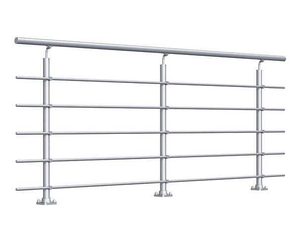 SOGEM - Kit garde-corps RONDO 2.5m fixation sol - Alu anodisé argent - large