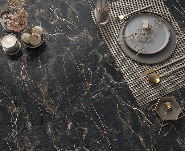 CERAM INDUSTRIE - Carreau grès cérame Marquina Gold Mat - L.59,7xl.119,7cm - large