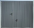 SPADONE - Porte de garage basculante grise avec portillon l.240 x H.200 cm x Ep.20 mm - vignette