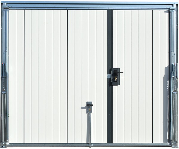 SPADONE - Porte de garage basculante grise avec portillon l.240 x H.200 cm x Ep.20 mm - large