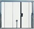 SPADONE - Porte de garage basculante blanc avec portillon gauche l.240 x H.200 cm x Ep.20 mm - vignette