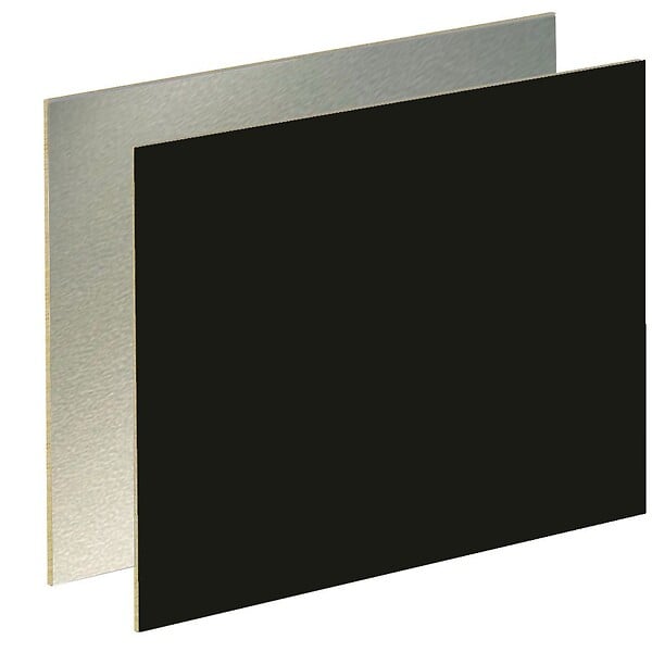 FORESTEA - Crédence cuisine stratifiée HPL réversible aluminium/noir mat 3000 x 640 x 13,4 mm FSC - large