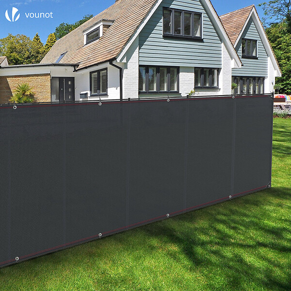 VOUNOT - Brise vue occultant en HDPE 230g/m² 1x10m avec attaches de fixation anthracite - large