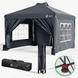VOUNOT - Tonnelle de Jardin 3x3m POP UP installation facile avec portes et fenetres Gris - vignette