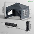 VOUNOT - Tonnelle de Jardin 3x3m POP UP installation facile avec portes et fenetres Gris - vignette