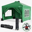 VOUNOT - Tonnelle de Jardin 3x3m POP UP installation facile avec portes et fenetres Vert - vignette