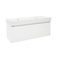 NATUREL - Naturel Meuble et lavabo salle de bain strié Naturel Savona 118x43x44,8 cm blanc brillant (SAVONA120BIU2) - vignette