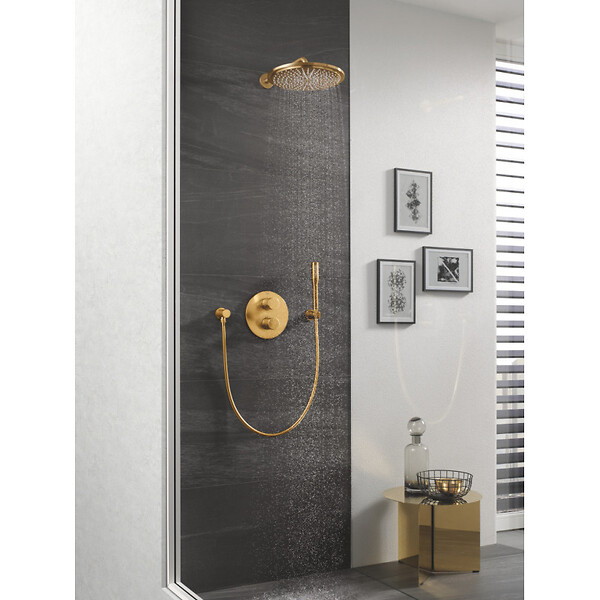 GROHE - Grohe Rainshower Cosmopolitan 310 Set douche de tête et bras 380 mm, 1 jet, Cool Sunrise Brossé (26066GN0) - large