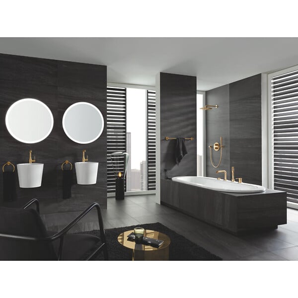 GROHE - Grohe Rainshower Cosmopolitan 310 Set douche de tête et bras 380 mm, 1 jet, Cool Sunrise Brossé (26066GN0) - large