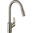 HANSGROHE - Hansgrohe Focus M41 Mitigeur d'évier 240 avec douchette extractible, 2 jets, Inox brossé (31815800) - vignette