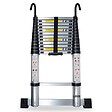 SECURY-T - Echelle télescopique aluminium 13 marches H 3,8M avec crochets démontables et barre stabilisatrice - vignette