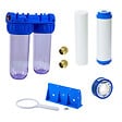 SWISS AQUA TECHNOLOGIES - Double bol transparent pour filtres universels 10", prêt à raccorder 3/4" + 1 filtre + 1 filtre charbon actif (SATHF34DX2) - vignette