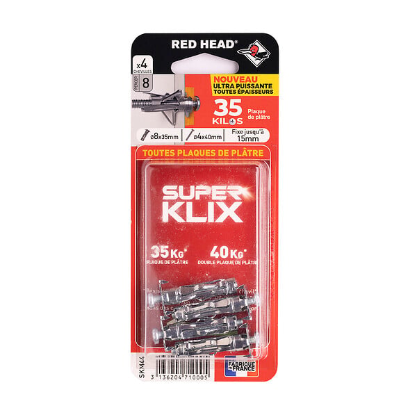 RED HEAD - Blister de 4 chev métalliques D8x35mm + TR D4x40mm - large
