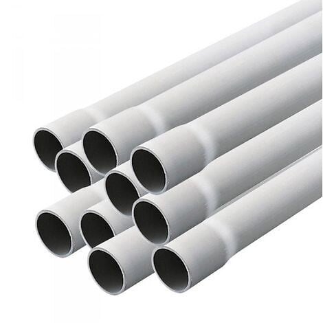 ELECTRALINE - Lot de 10 tubes IRL - PVC gris - Tulipe Diam.16 mm - 2 m - large