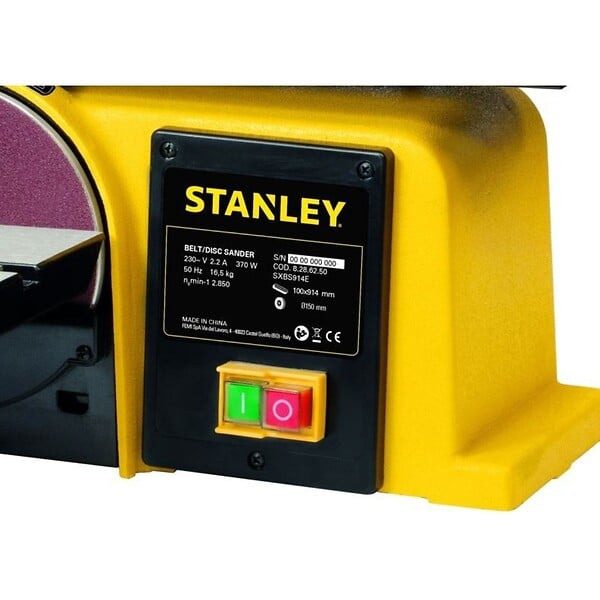 STANLEY - Ponceuse d'établi 370W Base en Fonte 2 en1 : Disque 150mm et Bande 100 x 914 mm SXBS914E STANLEY - large