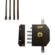 SECURY-T - Serrure de sûreté pour porte d'entrée avec tringles - En Applique - 6 points - Marron - Gauche - Axe 60 mm - 5 clés - vignette