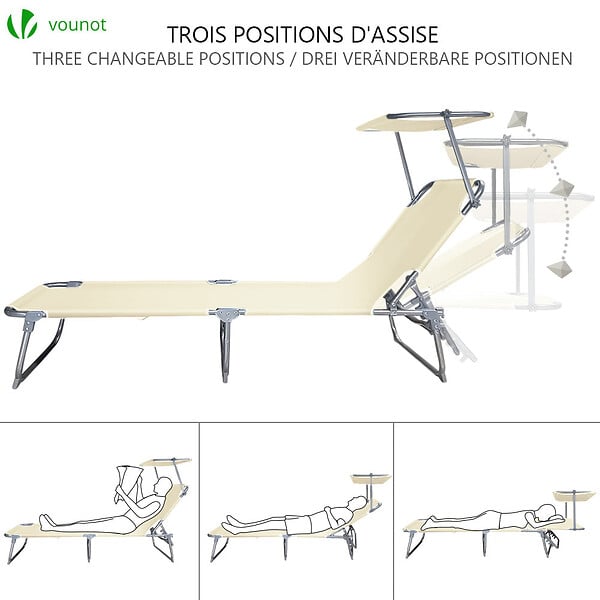 VOUNOT - Transat pare soleil beige Lot de 2 Pcs - large