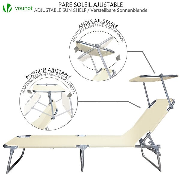 VOUNOT - Transat pare soleil beige Lot de 2 Pcs - large