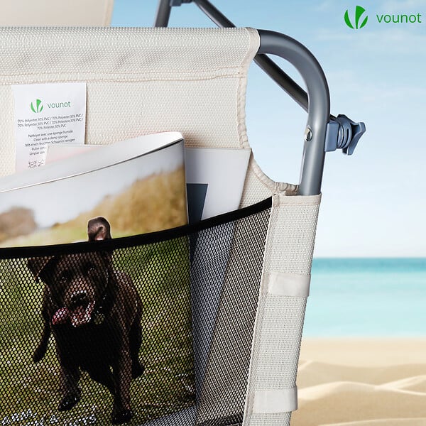 VOUNOT - Transat pare soleil Textilene et range magazine Lot de 2 pcs Beige - large