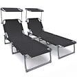 VOUNOT - Transat pare soleil Textilene et range magazine Lot de 2 pcs Noir - vignette