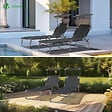 VOUNOT - Transat pare soleil Textilene et range magazine Lot de 2 pcs Noir - vignette