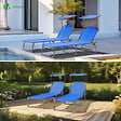 VOUNOT - Transat pare soleil Textilene et range magazine Lot de 2 pcs Bleu - vignette