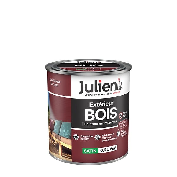 JULIEN - Peinture bois extérieur microporeux satin - Basque 0,5L - large
