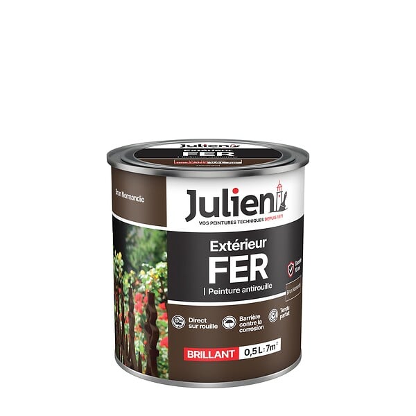 JULIEN - Peinture antirouille extérieure - Brun Normandie - 0.5L - large