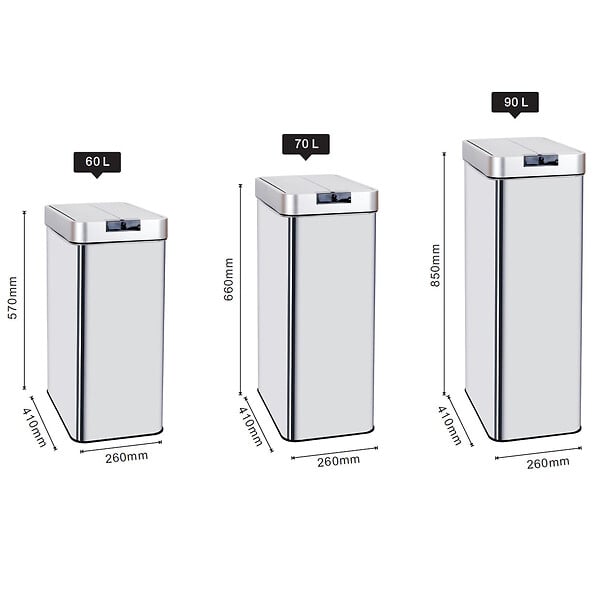 KITCHEN MOVE - Poubelle automatique inox SILVERLAKE argent 70L - large