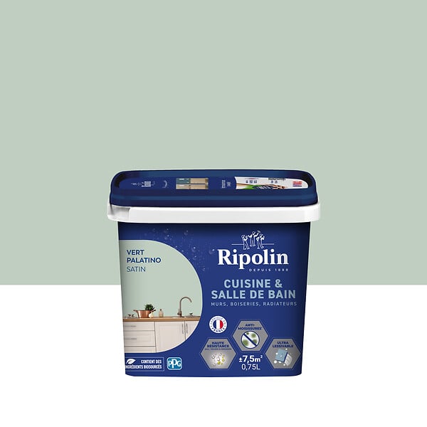 RIPOLIN - Peinture cuisine et bain - Vert Palatino - 0,75L - large